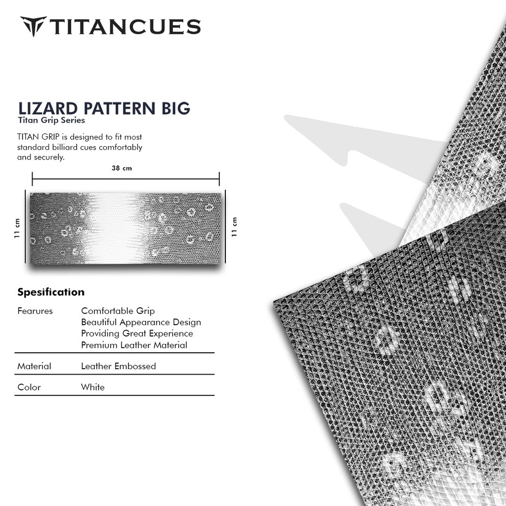 GRIP LEATHER TITAN  LIZARD PATTERN BIG - WHITE