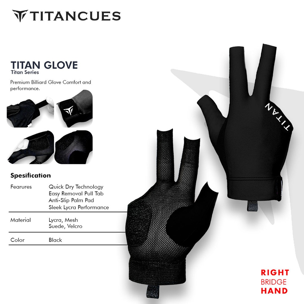 GLOVE TITAN ESSENTIAL BLACK LEFT-M