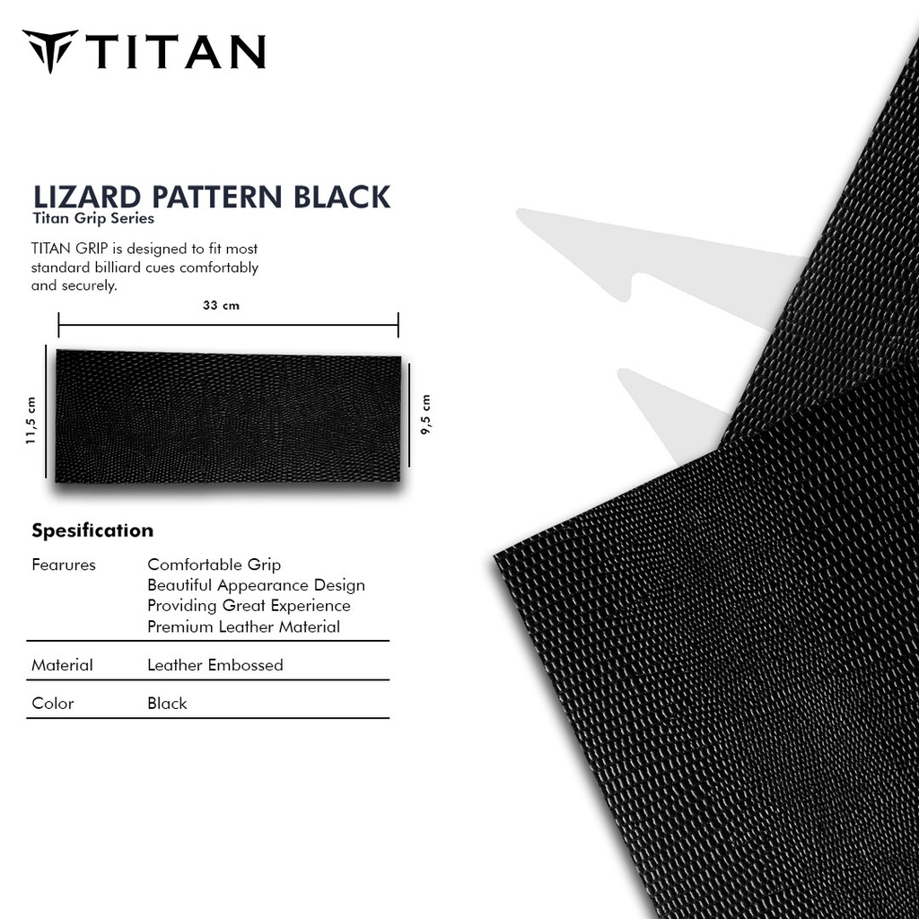 GRIP LEATHER TITAN LIZARD PATTERN - BLACK