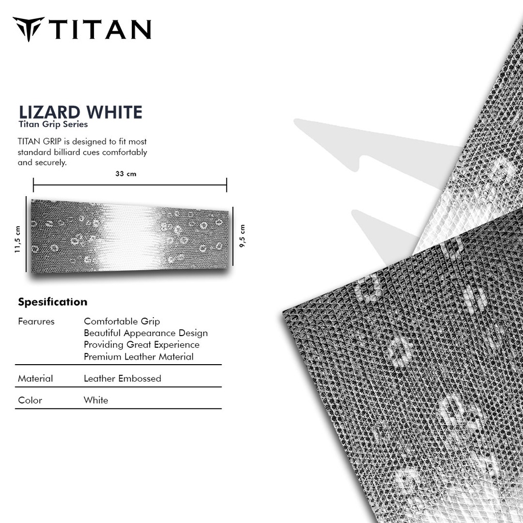 GRIP LEATHER TITAN LIZARD PATTERN - WHITE